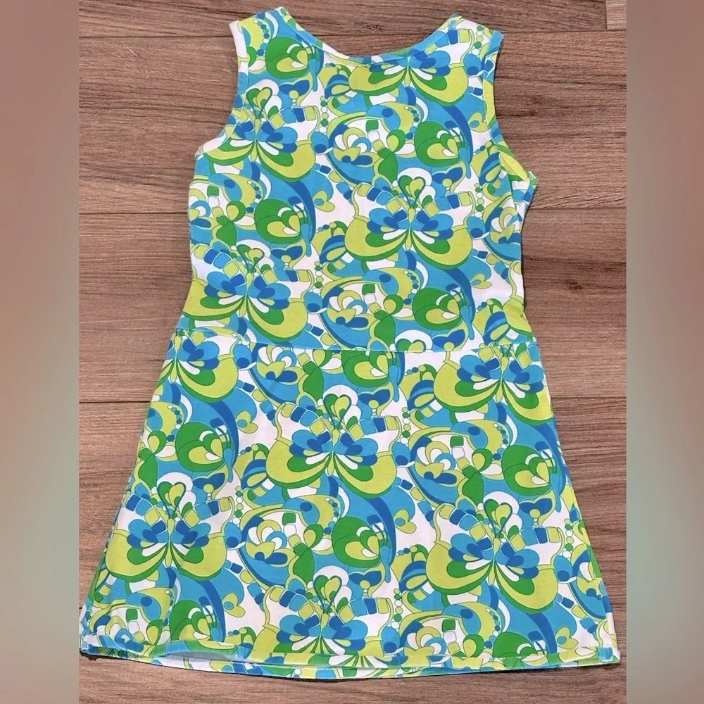 New! Maggie & Zoe Size 7 Retro Print Green and Blue Dress